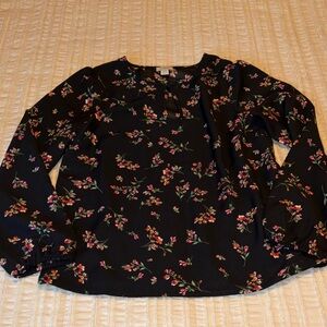 NWT J. Crew Factory Black Floral Blouse